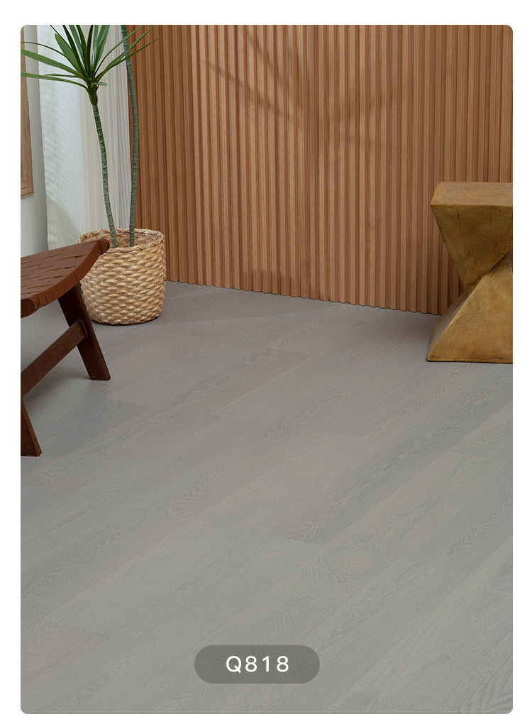1.2mm White Ash Natural Wood Veneer New Three-Layer Solid Wood Composite Floor Heating Home Eco-Friendly Flooring Package Installation for Entry