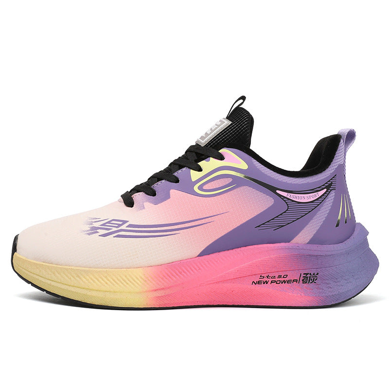 2025Winter New Leather Waterproof Couple Sports Shoes Popcorn Carbon Plate Fleece Lined Thickened Soft Sole Running Shoes