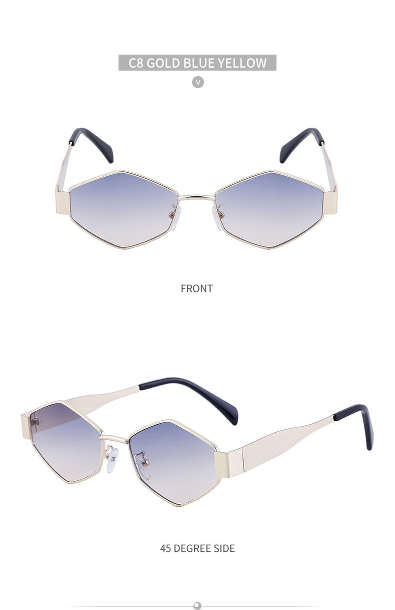 European and American Fashion Irregular Metal Sunglasses for Women Trendy Personality Wide Temple Sunglasses Wholesale sunglass