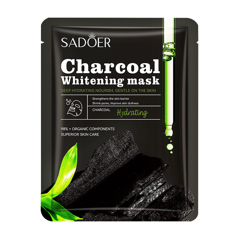 Full English Bamboo Charcoal Black Mask SADOER Whitening, hydrating, moisturizing, brightening face mask sheet  wholesale