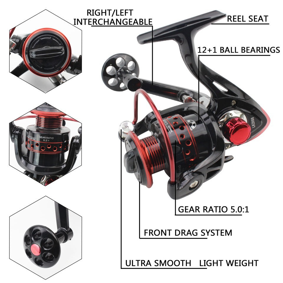 Wholesale Retractable Lure Rod Set Straight Handle Lure Spinning Reel Lure Bait Combination European and American Popular Fishing Gear