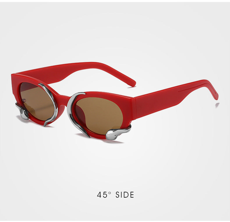 gm Same Style Women's Sunglasses Snake Small Frame Sunglasses High-End Steampunk Cat Eye Glasses shades