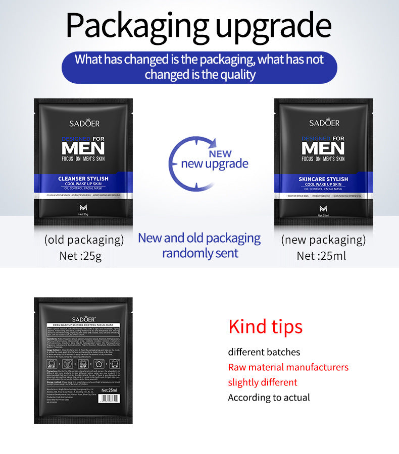 Full English Men's Face Mask25g SADOER Cool and Refreshing Men's Hydrating Mask Stickers  Wholesale