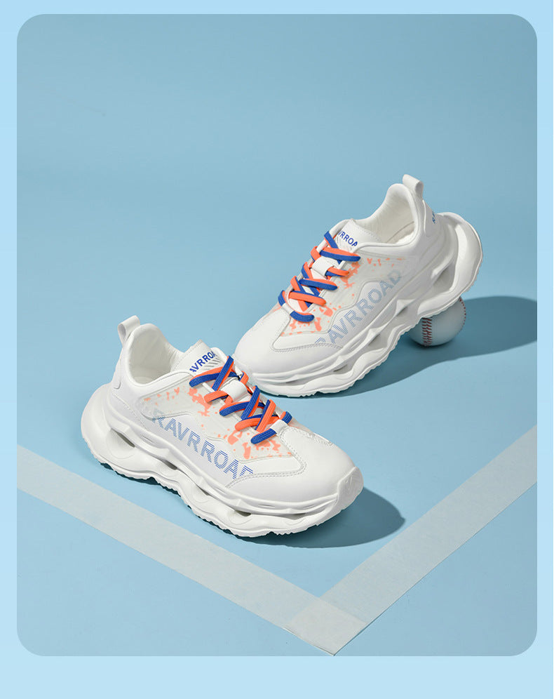 2025New Year's New Rebound Shock Absorption Sports Shoes Men's Fashion Retro Leather Dad Shoes Comfortable Wear-Resistant Running Shoes