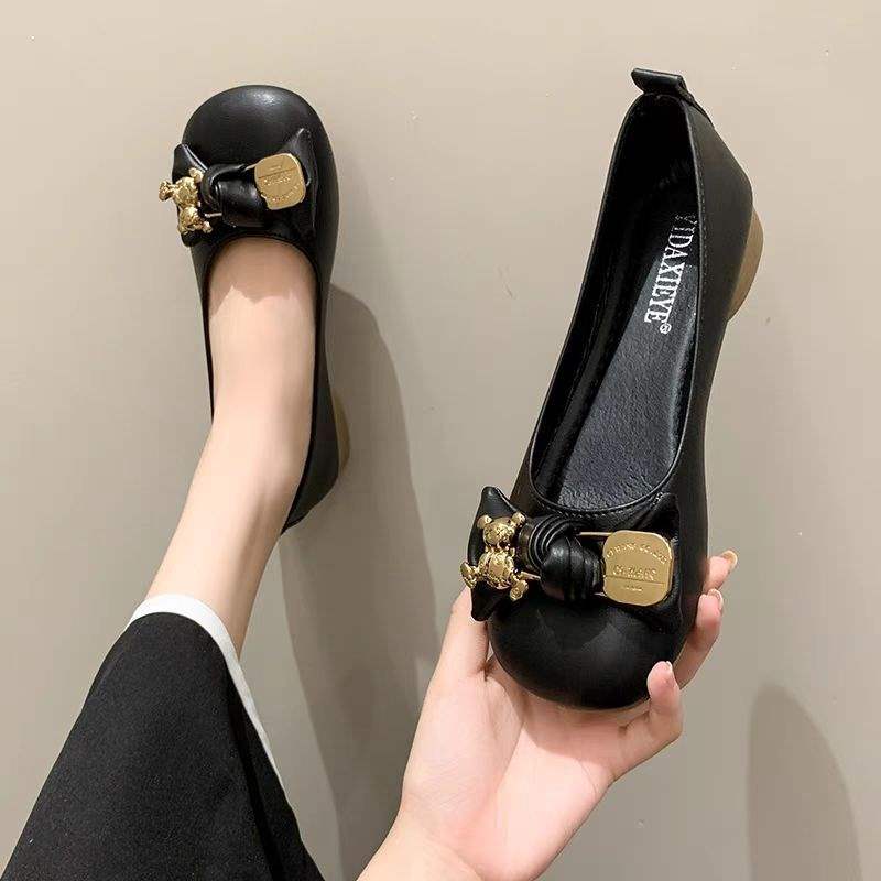 Summer Mary Jane Shoes for Women2025New Versatile British Style Height-Increasing Chunky Heel Slip-On Old Beanie Single Shoes