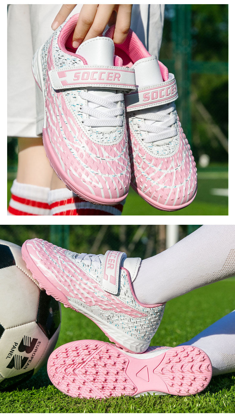 New football shoes for men and women with Velcro for children TF Broken Nail Style Youth Student Grassland Flat Training Shoes