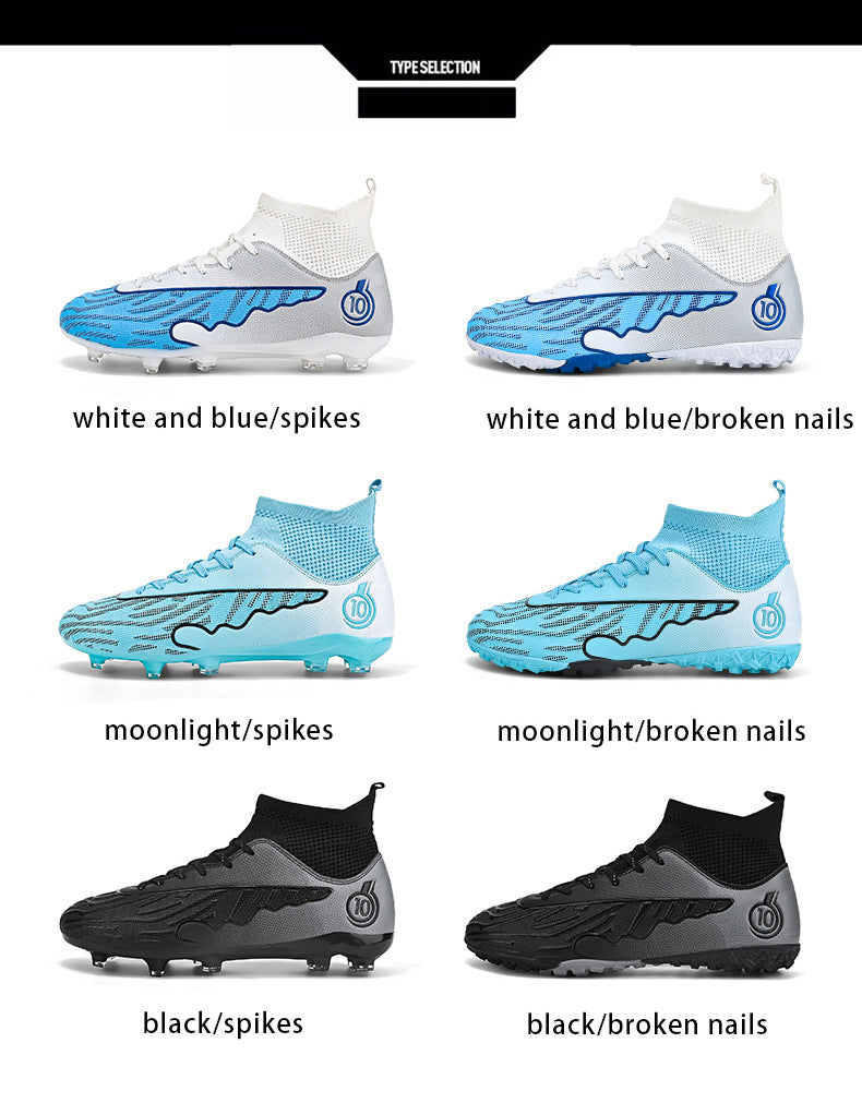 New Professional Football Shoes Boys High Top Youth Students Competition Training AG Long Spike Broken Spike Sneakers