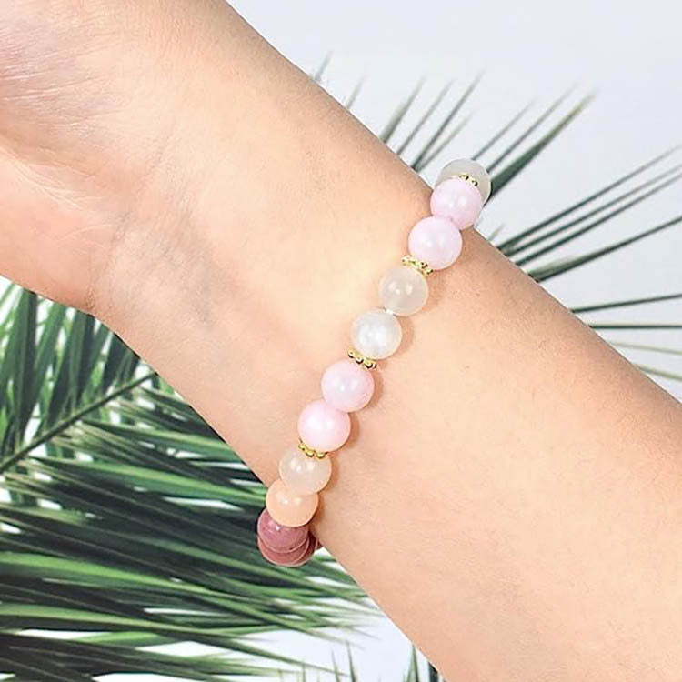 European and American Popular Natural Stone Beaded Bracelet Red Wood Grain Round Bead Stone Bracelet Wholesale