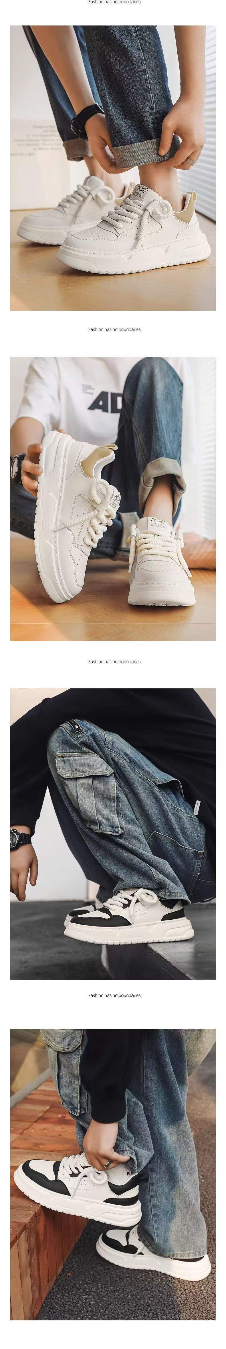 2025Spring New Breathable Casual Men's Shoes Thick Sole Height Increasing Fashion Versatile Sports White Sneakers White Board Shoes for Men