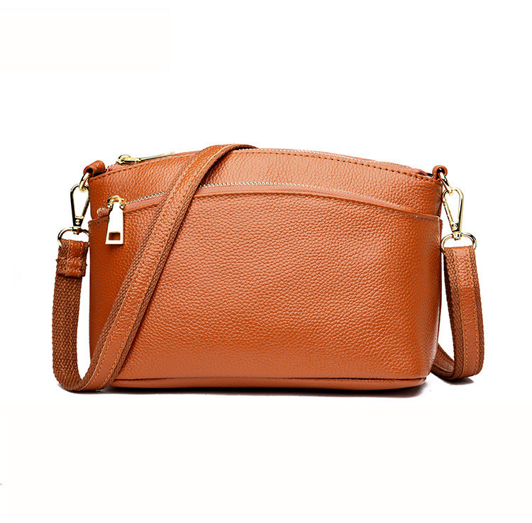 Guangzhou Shiling Genuine Leather Women's Bag for Middle-aged Moms, Small Square Bag, Top Layer Cowhide, Single Shoulder Crossbody Bag, Versatile