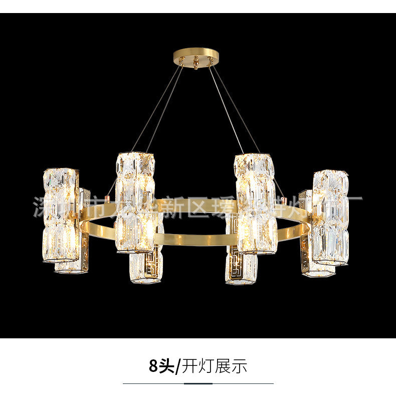 All-Copper Crystal Chandelier Post-Modern Minimalist Nordic Living Room Lamp Dining Room Chandelier Creative Bedroom Lamp Clothing Store Lighting