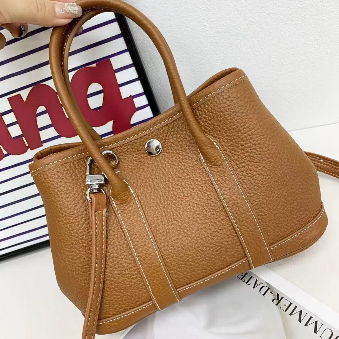 Garden Bag Summer High-End Feel Guangzhou First Layer Cowhide Women's Bag Genuine Leather Tote Bag Large Capacity Commuter Handbag
