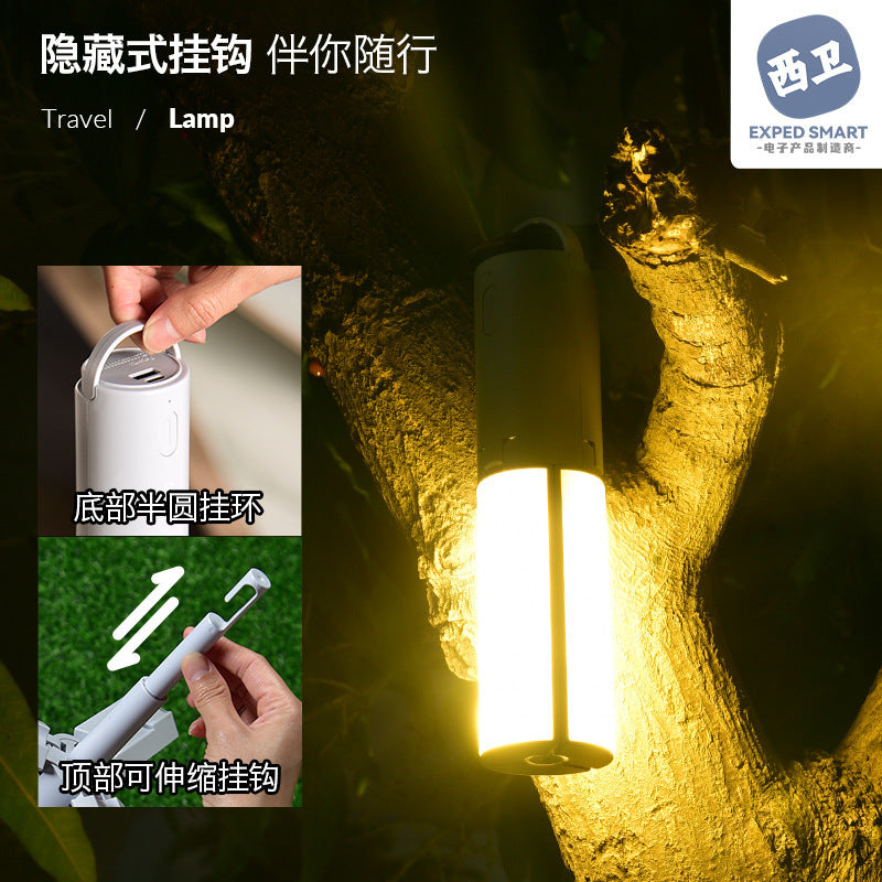 Camping Multifunctional Folding Light Tent Atmosphere Light Camping Lantern Handheld Hanging Light Dormitory Student Lighting Outdoor