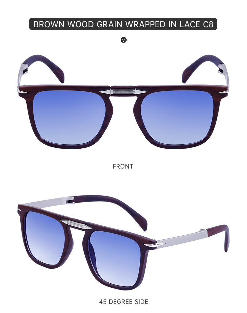 Retro Square Frame Folding Polarized Sunglasses for Men, Trendy Driving Sun Protection Glasses shades