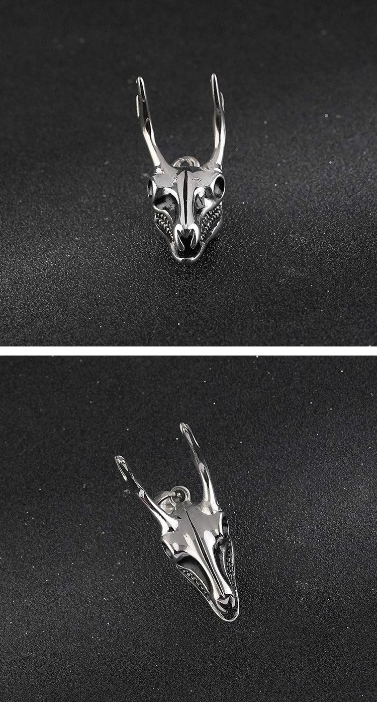 Hot Sale European and American Retro Punk Sheep Skull Stainless Steel Pendant Wholesale Accessories for Trendy Men's Rock Street Style