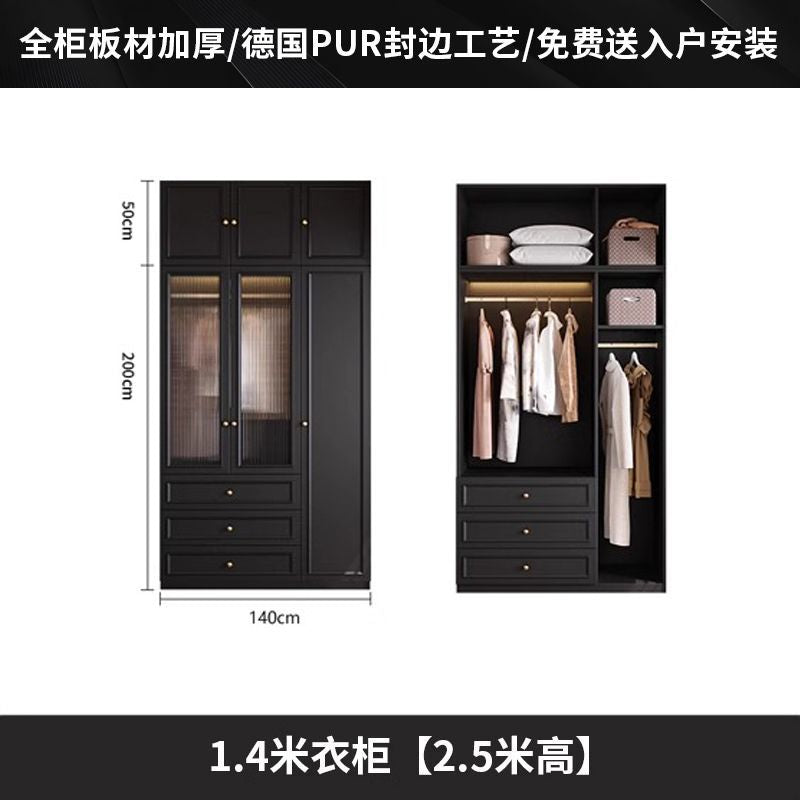 Vintage Style Wardrobe Black Cabinet Wardrobe for Home Bedroom Small Apartment Modern Simple Side Cabinet Top Cabinet Furniture Wardrobe