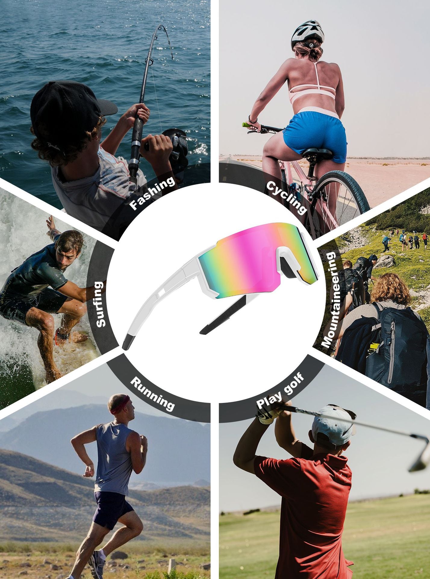 Outdoor Cycling Windproof Sunglasses for Men and Women, European and American Style One-piece Mountaineering Polarized Sunglasses Wholesale sunglasses