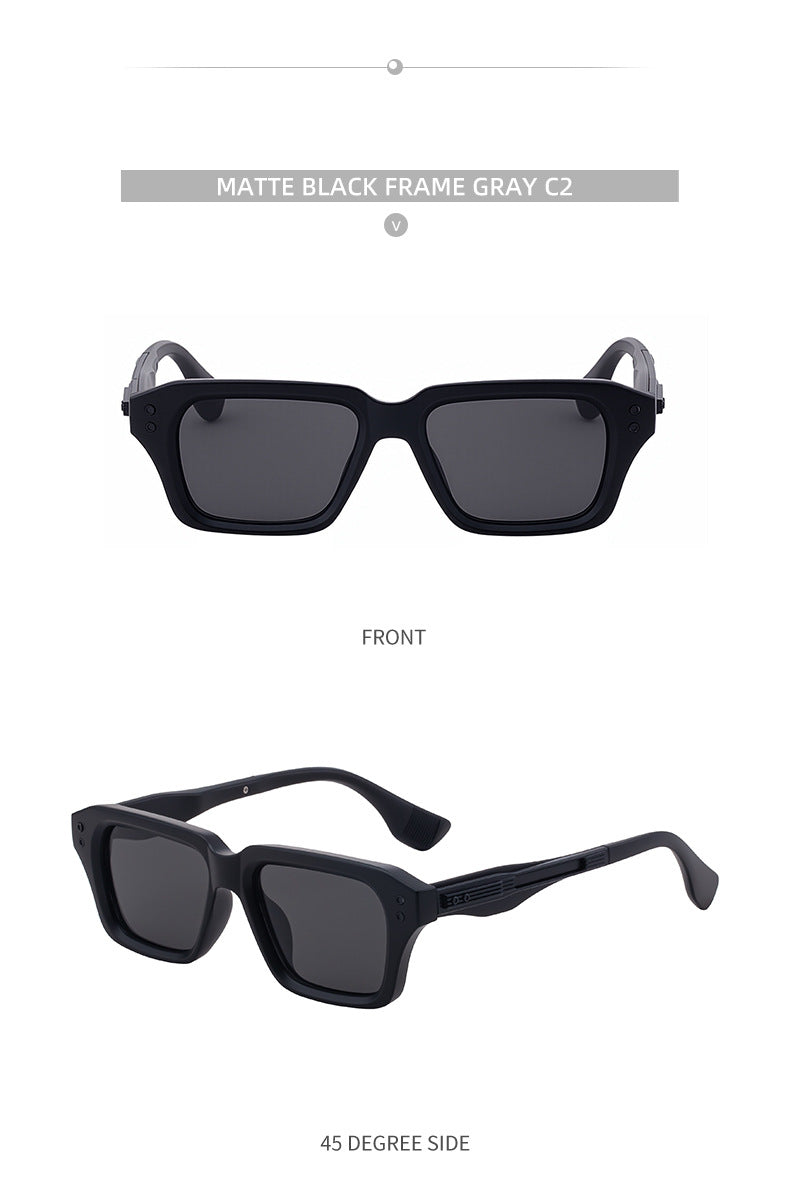 2025New European and American Fashion Square Frame Sunglasses for Men, Unique Small Frame, High-End Trendy Sun Protection Sunglasses for Men