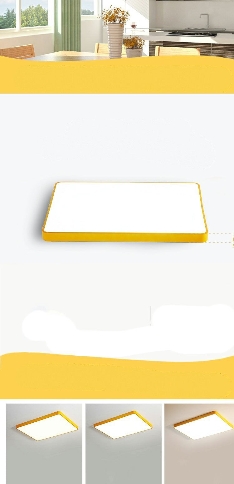 Home Living Room Lamp Rectangular Creative Macaron Ceiling Lamp Room Lamp Modern Simple Iron Art led Bedroom light