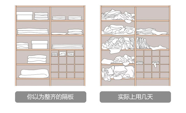 Cream Style Solid Wood Sliding Door Wardrobe for Home Bedroom with Hanging Area, Multiple Storage Cabinets, and Segmented Large Wardrobe