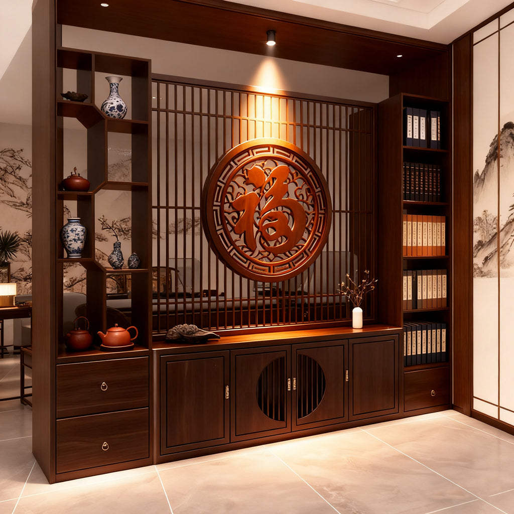 Honeycomb Aluminum Alloy New Chinese Style Screen Partition Living Room Decorative Cabinet TV Cabinet Wine Cabinet Integrated Cabinet Entryway Cabinet