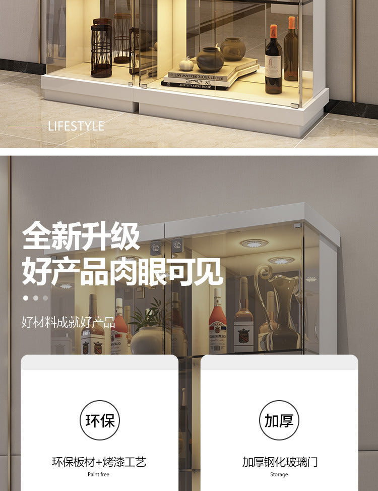 Custom Apartment Glass Wine Cabinet Light Luxury Transparent Collection Figurine Display Cabinet Factory Direct Sales Undertakes Hotel Projects
