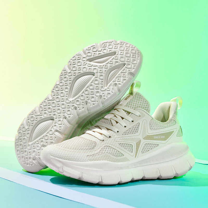 New Thick-Soled Racing Sports Shoes for Middle School Students, High Elastic Running Shoes for Men and Women, Breathable Flyknit Mesh Shoes for Couples