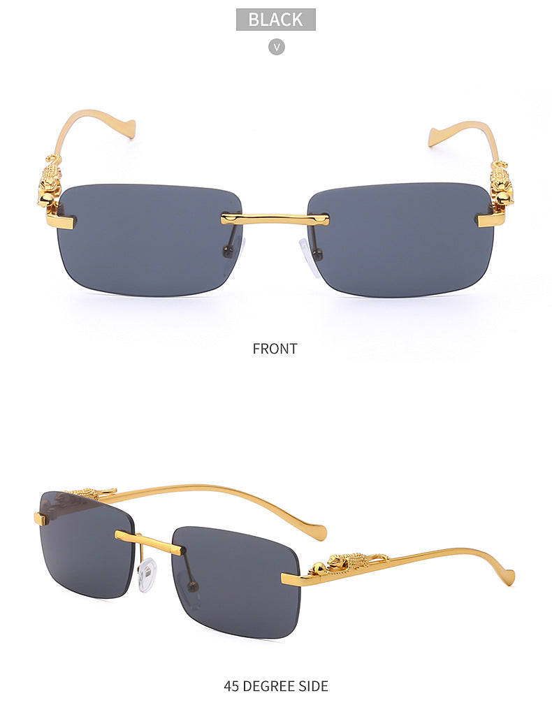 New Fashion Small Frame Square Sunglasses Men's Sunglasses Women's European and American Trendy Rimless Sunglasses Men