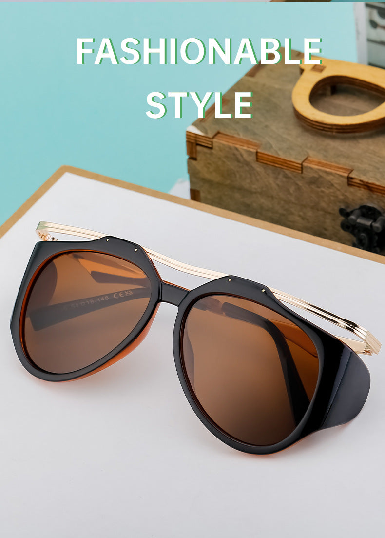 Europe and America INS Fashionable Sunglasses for Women, Irregular Cat Eye Sunglasses, Trendy Full Frame Sun Protection Glasses sunglasses
