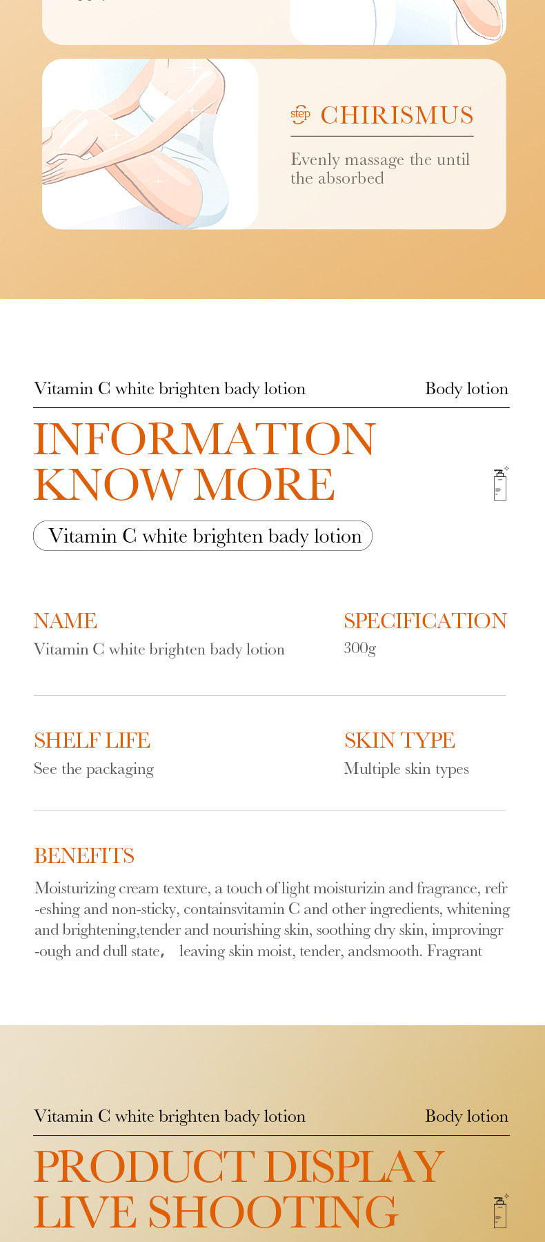 Full English VC Whitening Body Lotion BIOAOUA Vitamin C Brightening, Hydrating, Moisturizing, Skin Care,  Wholesale