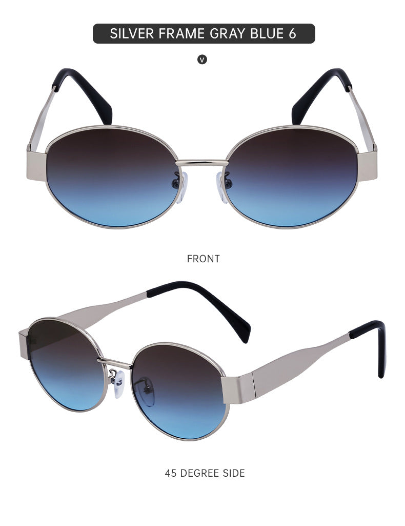 New European and American Fashion Oval Frame Sunglasses for Women High-end Sunglasses for Women Trendy Sunscreen Wholesale sunglass