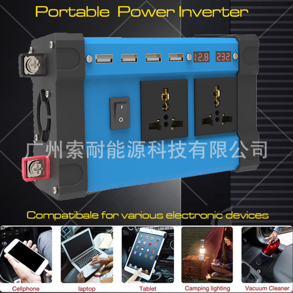 Car Adapter Small Electrical Device300W/500W Inverter12V Turn110V/220V 4个USB Mouth2Socket