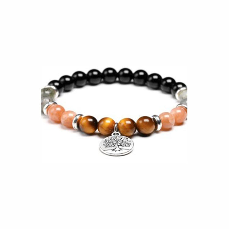 Men's Volcanic Stone Bracelet Natural Stone Black Line Red Vein Bracelet Blue Dot White Pine Elastic Beaded Pink Zebra Bracelet