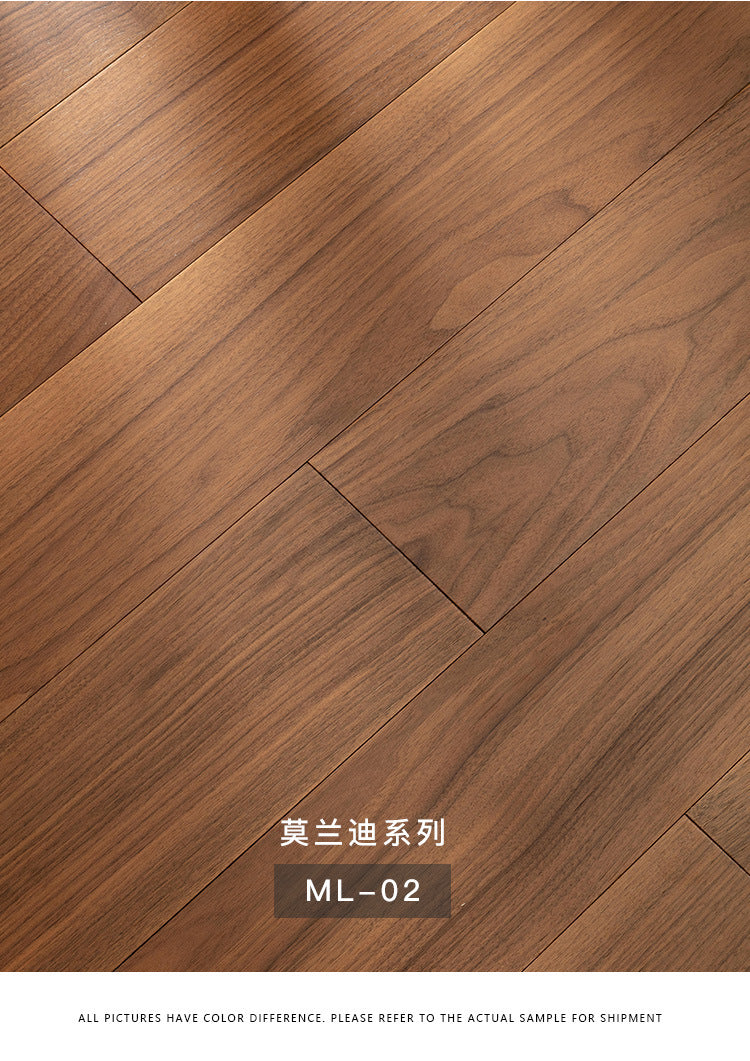 【Door-to-Door Installation】Morandi Style 15mm Lock Buckle Glue-free Installation Black Walnut New Three-layer Flooring Solid Wood