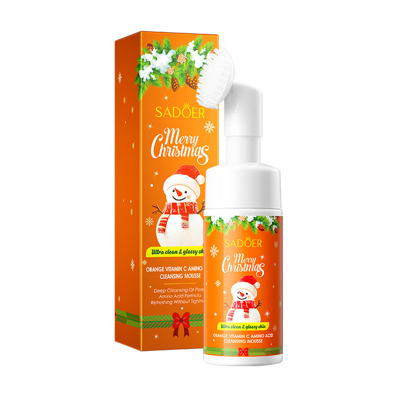 Full English Christmas Strawberry Amino Acid Cleansing Mousse SADOER Cleansing facial cleanser  foreign trade wholesale