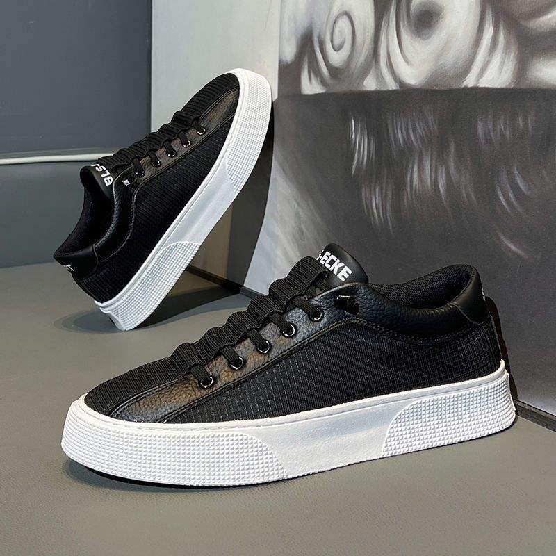 Summer2025New Men's Shoes Ice Silk Breathable White Shoes Men's Thick Sole Non-Slip Lightweight Trendy Versatile Sneakers
