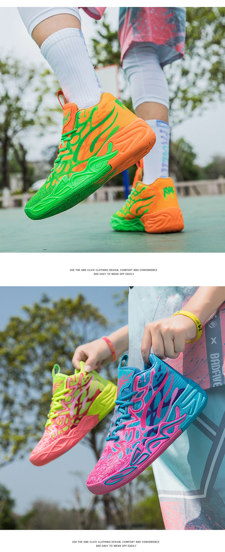 Fashion Trend Basketball Shoes New Youth Mandarin Duck Mesh Breathable Sports Shoes High-Top Training Boots
