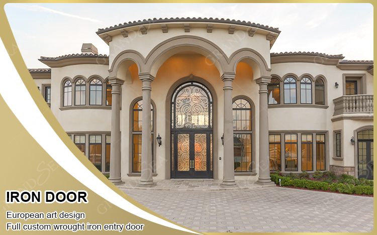 Exquisitely Designed Modern Exterior Arches Double Front Main  Wrought Iron Exterior Door Design