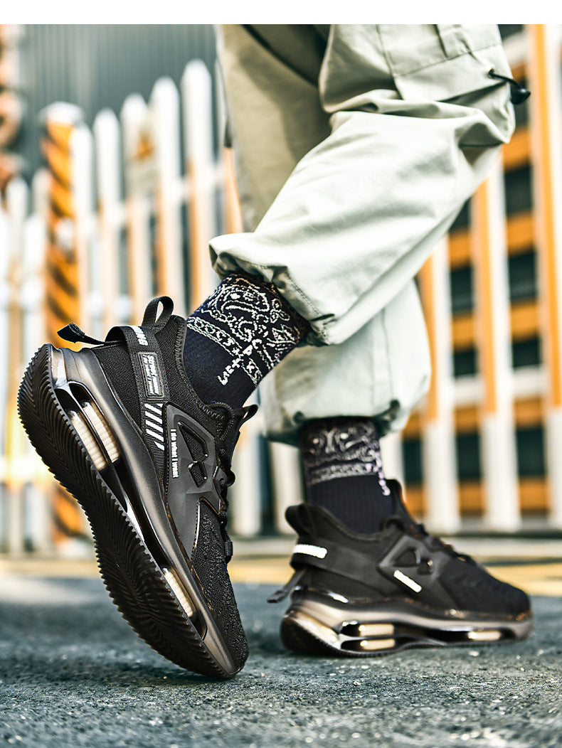 New Double Layer TPU Popcorn Big Sole Cushioning Rebound Sports Shoes Men's Fashion Light Luxury Versatile Casual Trendy Shoes