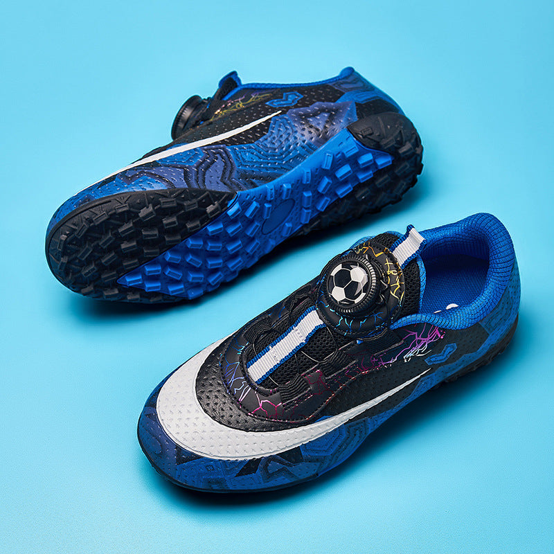 New Children's Rotating Buckle Broken Nail Training Football Shoes Girls Boys Primary School Students Competition Training Sneakers