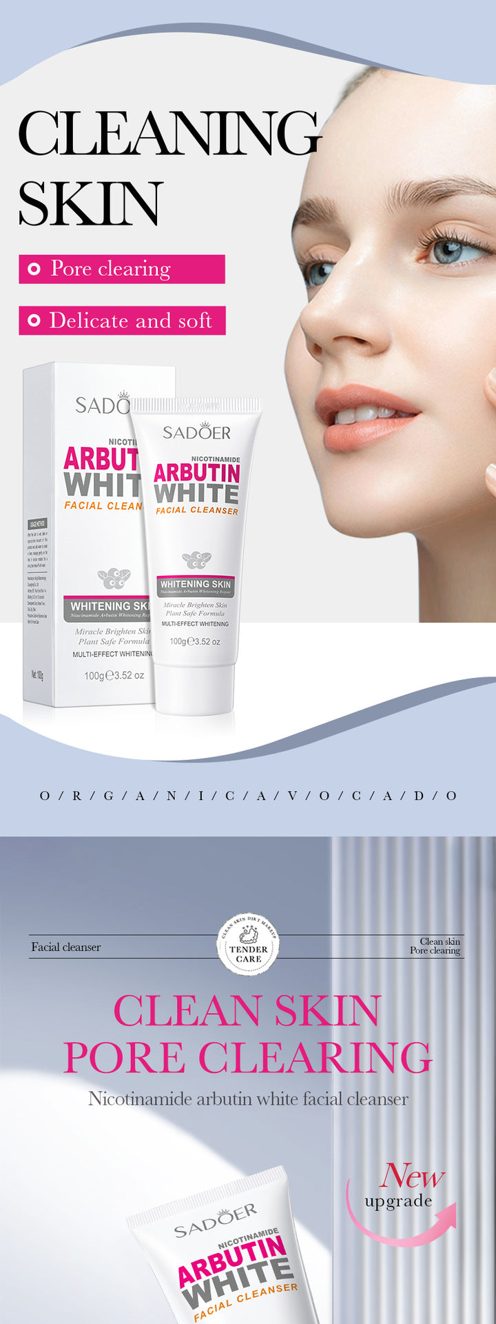 Arbutin Whitening Facial Cleanser SADOER Niacinamide Cleansing Cleanser Cross-Border Foreign Trade Wholesale