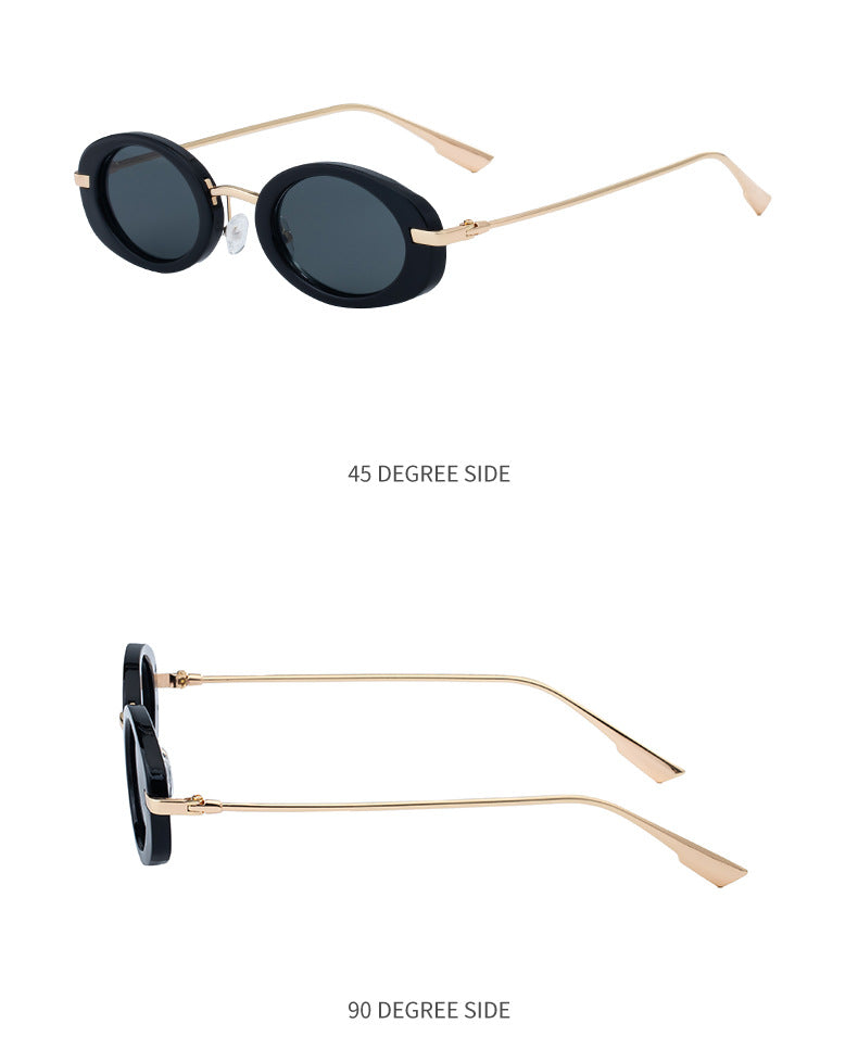 2025New European and American Fashion Oval Small Frame Sunglasses for Women, Trendy Personality Sun Protection Sunglasses Wholesale