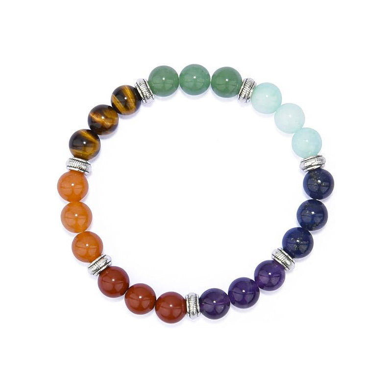 Natural Stone Tiger Eye Spacer Bracelet for Women8mm Beaded Colorful Bracelet Single Loop Elastic Pink Quartz Malachite Bracelet