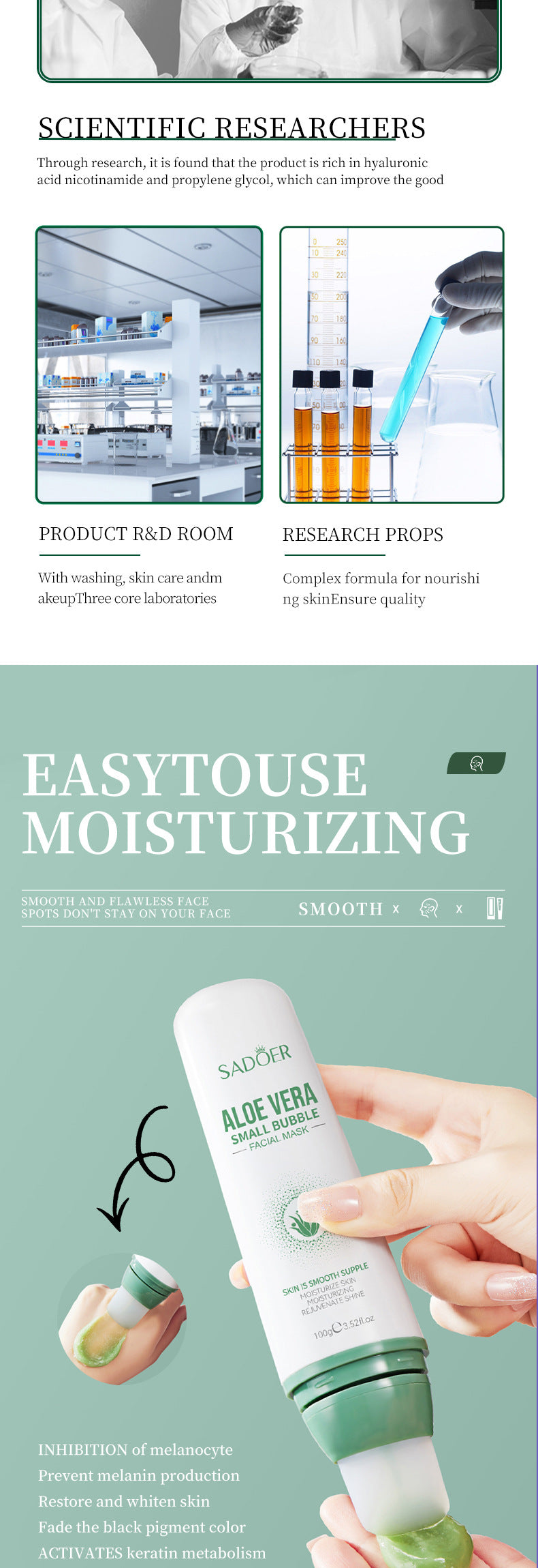 Aloe Vera Small Bubble Mask SADOER Blackhead and Acne Removal Cleansing Bubble Mud Mask Cross-Border Wholesale