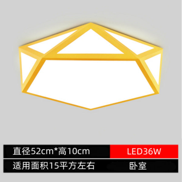 Minimalist Iron Art Acrylic Ceiling Light Nordic Diamond Geometric Hollow Children's Bedroom Colorful Macaron led Lamp