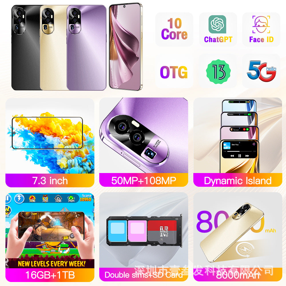 New Reno10pro(2+16G)7.3Inch5G All-in-One Hot-Selling Smartphone Factory