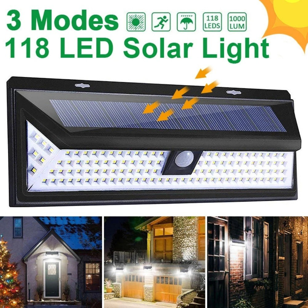 Solar Lamp118LED Outdoor Wall Light Human Body Sensing Garden Street Light Garage Light Emergency Light Courtyard