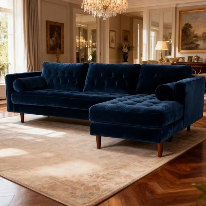 Nordic Light Luxury ins Corner Sofa for Small Living Room L Luxurious Velvet and Latex Fabric Sofa Set