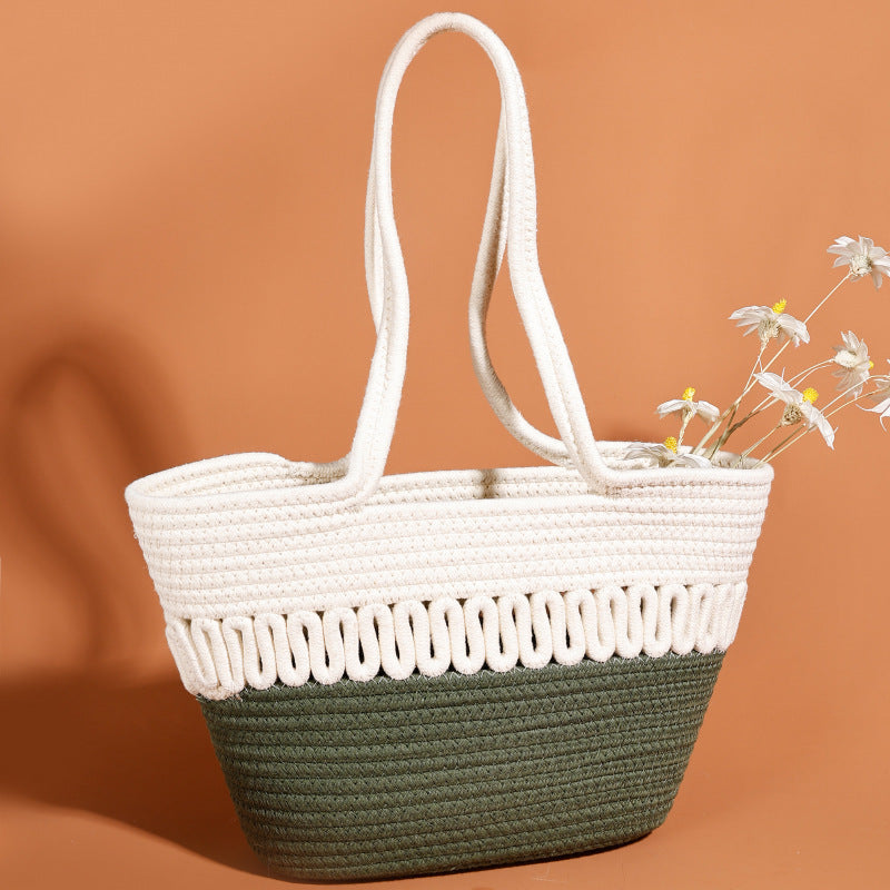 Single Shoulder Bag Hollow Summer Woven Bag New Large Capacity French Straw Bag Beach Vacation Beach Bag for Women