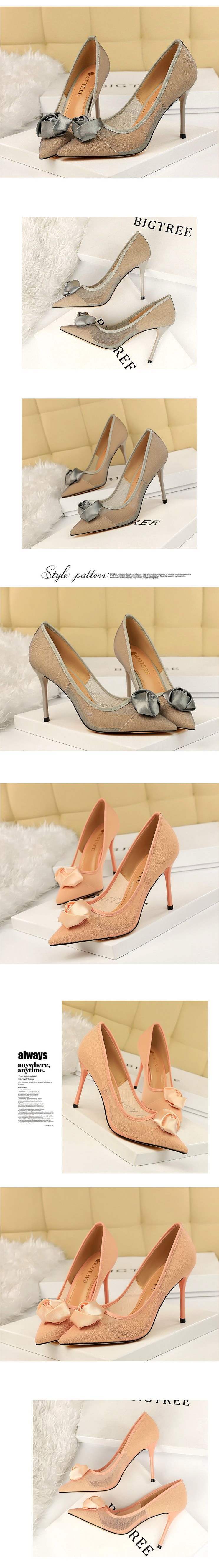 New Black Mesh High Heels Transparent Pure Desire Sexy Women Thin Heels Niche Hollow Pointed Flower Girl